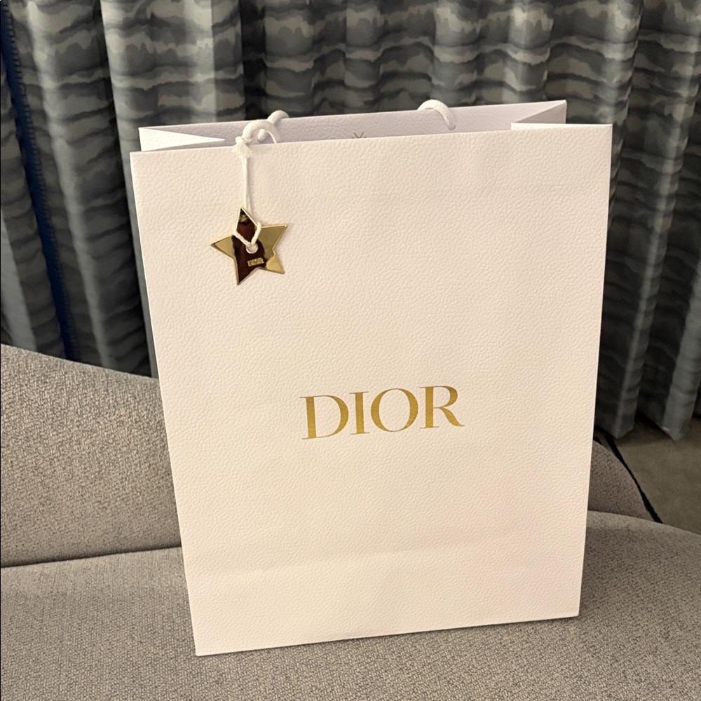 Dior White Bag with Gold Star Charm